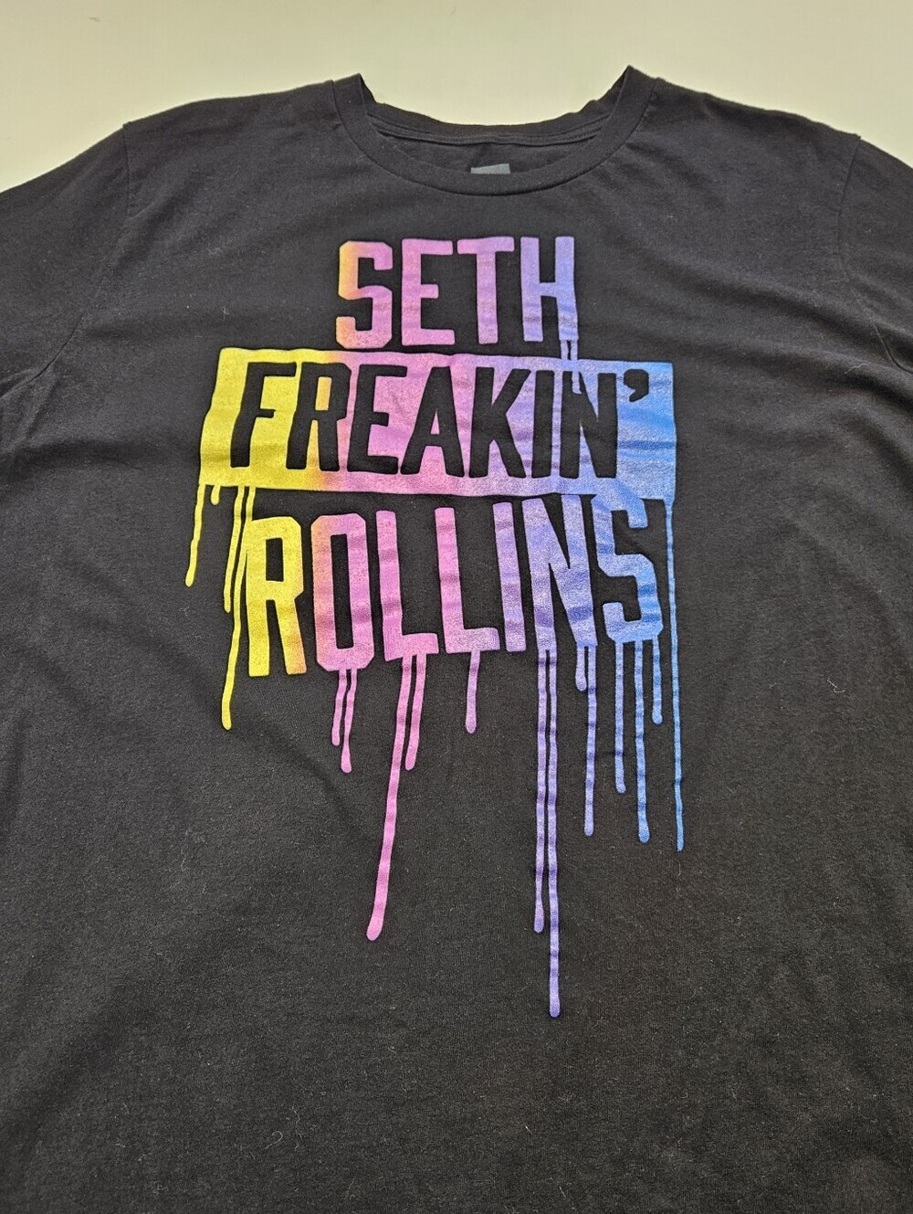 WWE SETH FREAKIN ROLLINS DRIP T-SHIRT BLACK MENS SIZE X-LARGE
